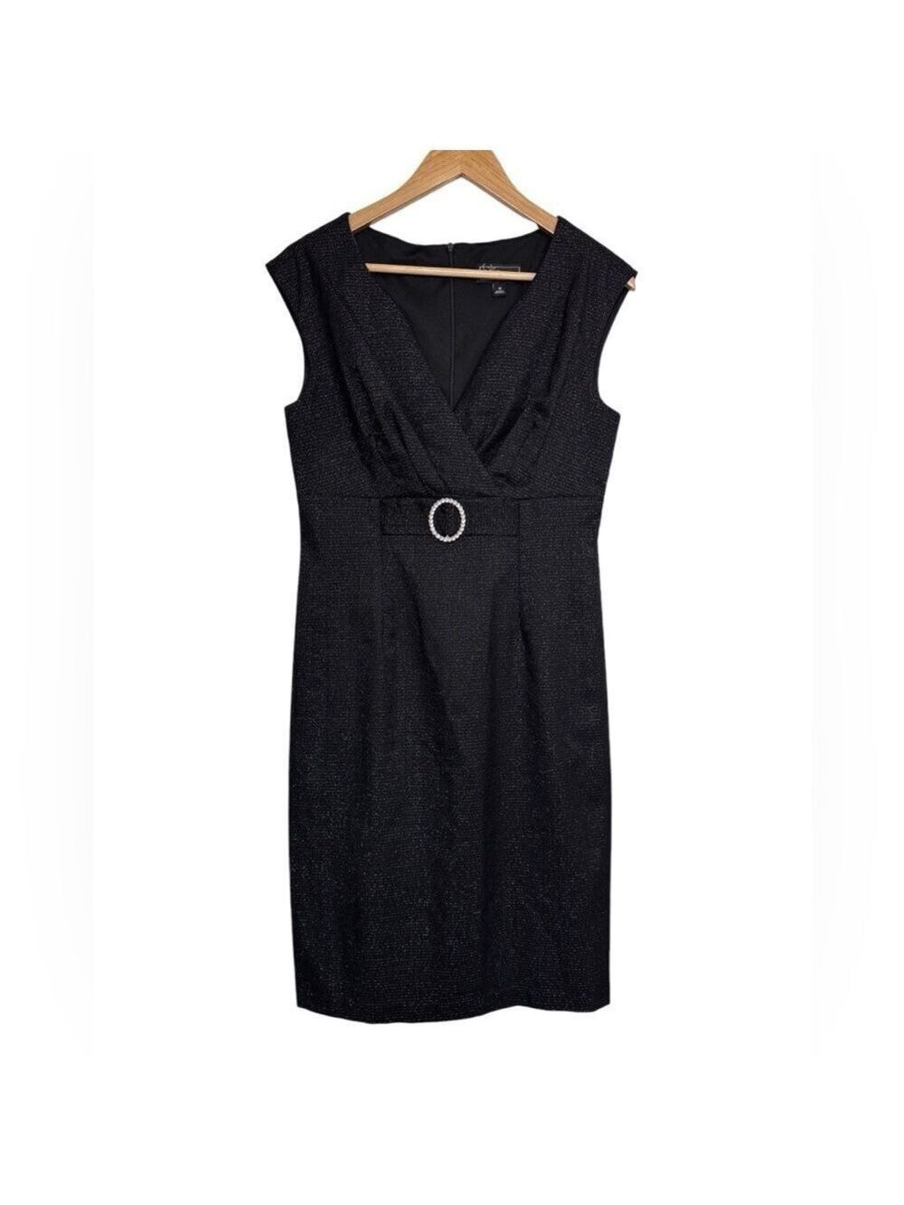 Dress Barn Black Silver Sparkle Midi Dress Size 10